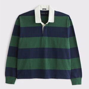 Abercrombie Long-Sleeve Cropped Rugby Polo — size small